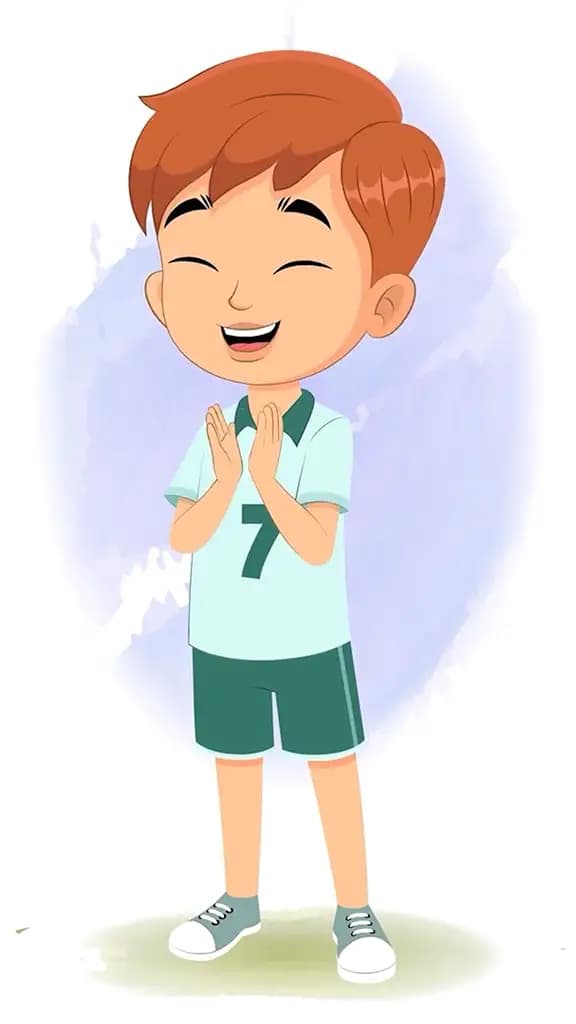 A sports boy clapping animated cartoon character aka roman