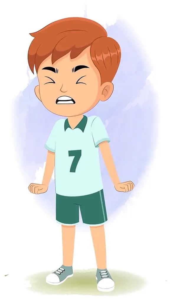 An angry sports boy animated cartoon character aka roman 3/4