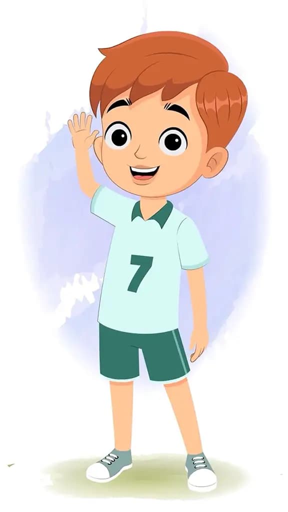 A sports boy saying hello animated cartoon character aka roman