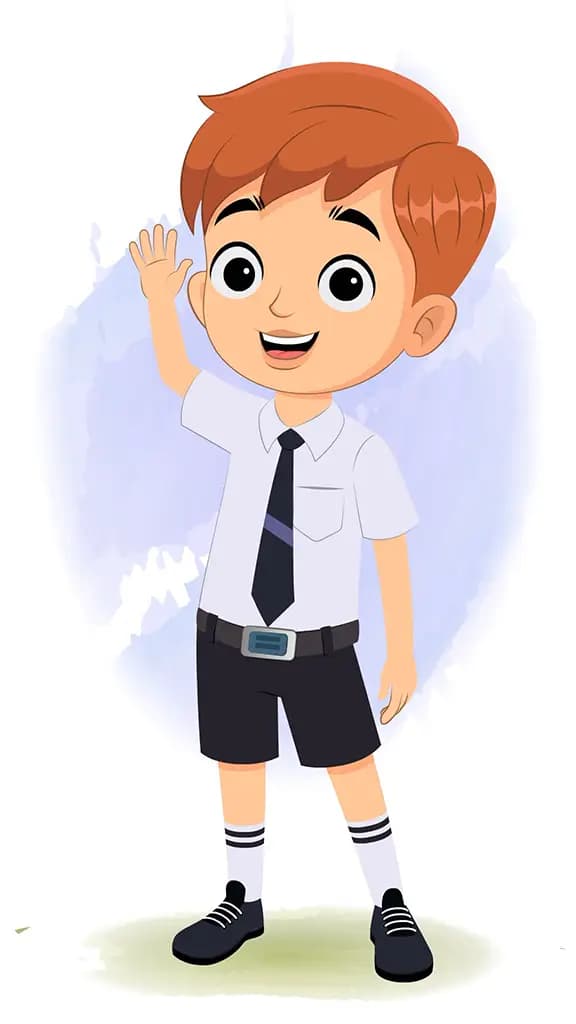 A little boy saying hello animated cartoon character aka roman 3/4