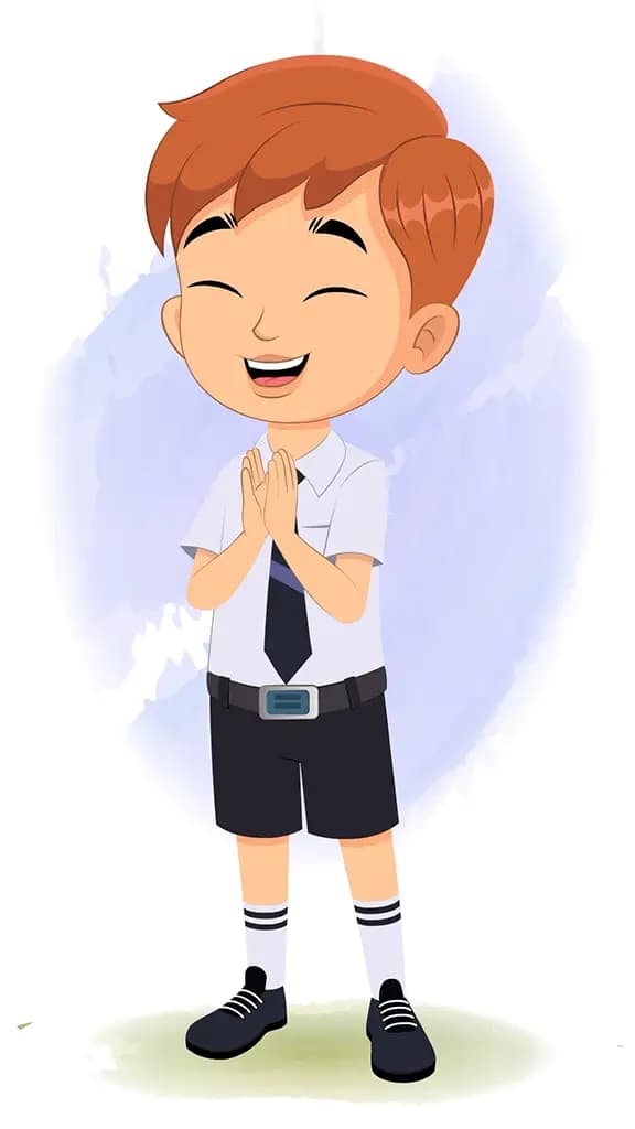 A little school boy clapping animated cartoon character aka rohan