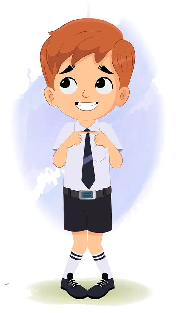 A little nervous boy animated cartoon character aka roman