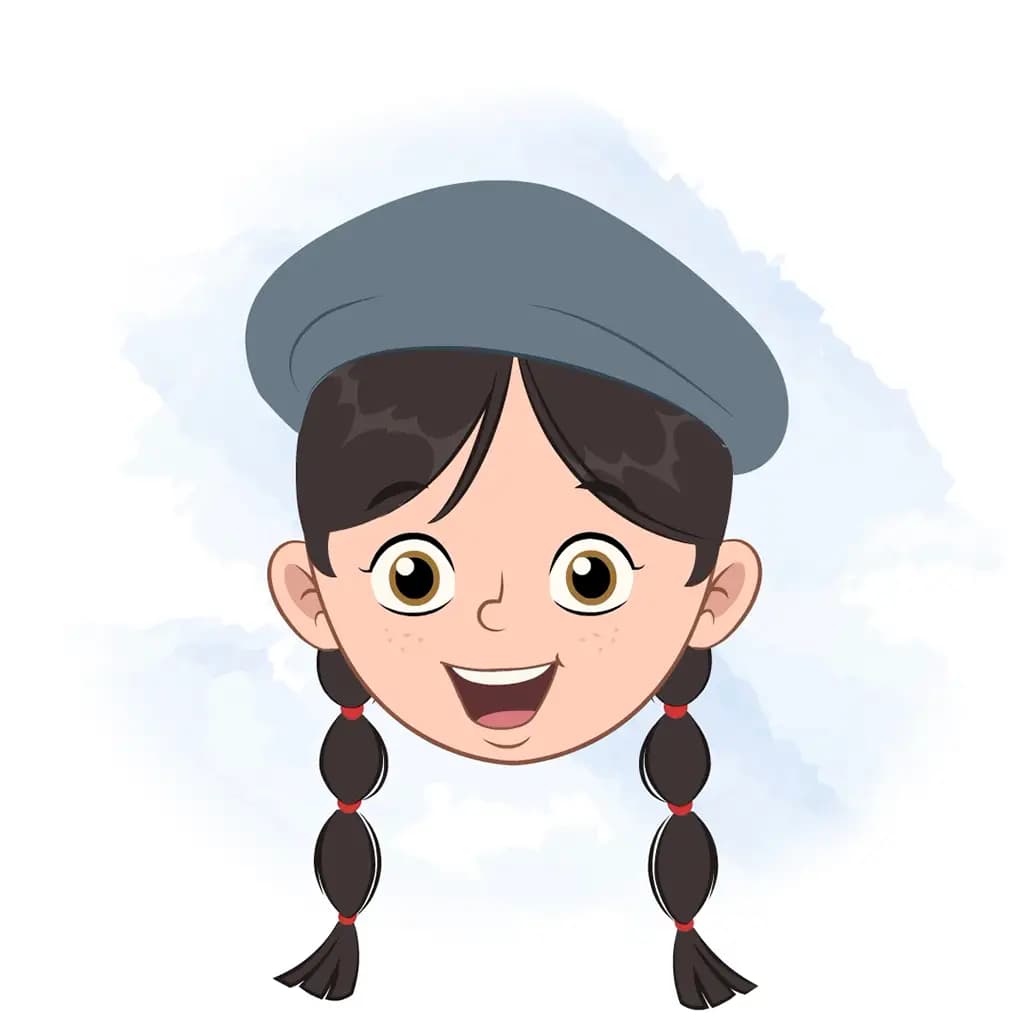 A cute girl animated cartoon face with different facial expressions aka maya