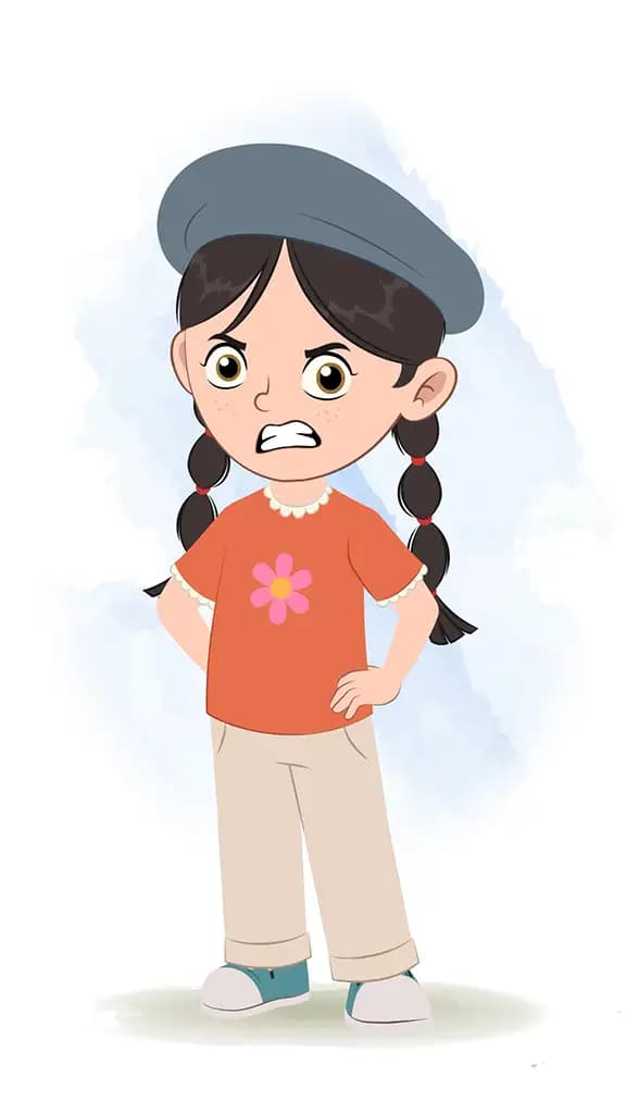 An angry cute girl animated cartoon character aka maya 3/4