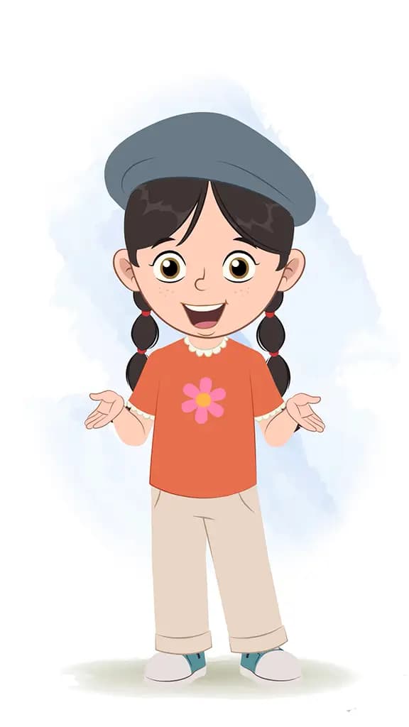 A cute girl talking animated cartoon character aka maya