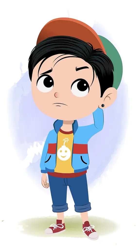 A confused stylish boy animated cartoon character aka navi 3/4