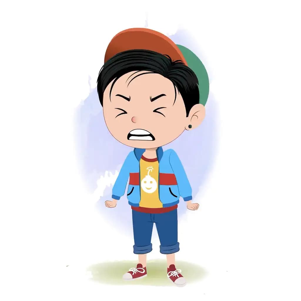 An angry stylish boy animated cartoon character aka navi 3/4