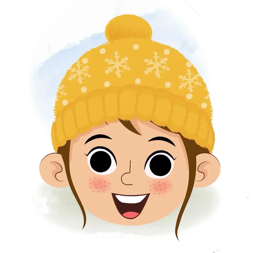 A cute girl in winter clothes animated cartoon face with different facial expressions aka nancy