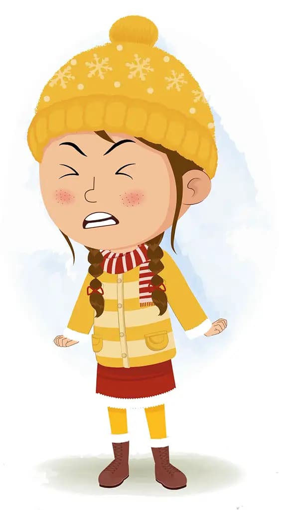 A cute angry girl in winter clothes animated cartoon character aka nancy 3/4
