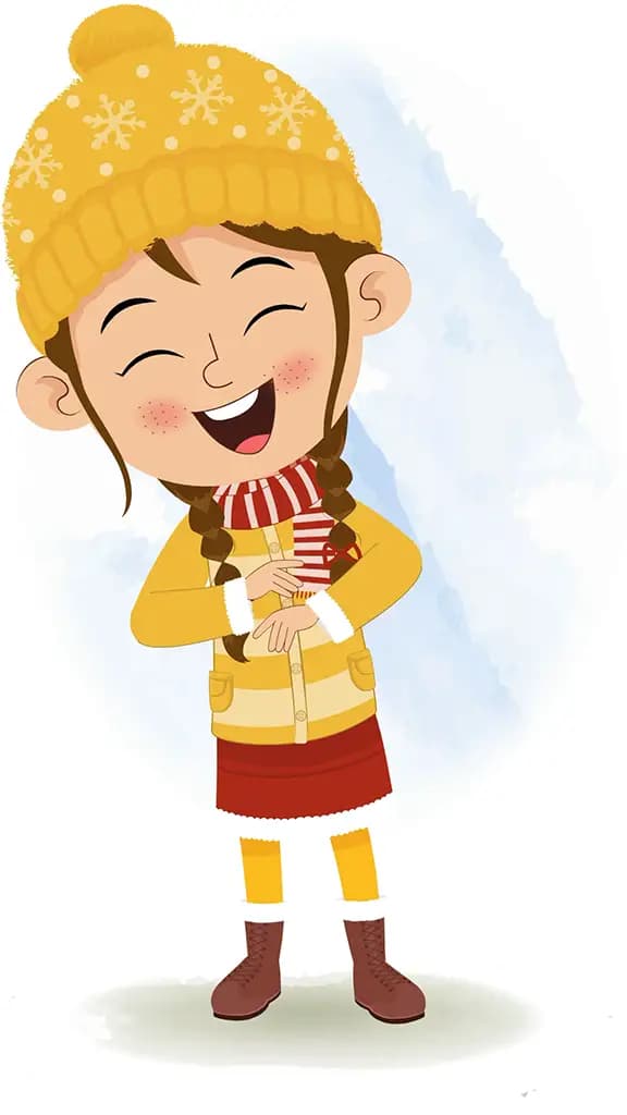 A cute girl in winter clothes dancing animated cartoon character aka nancy