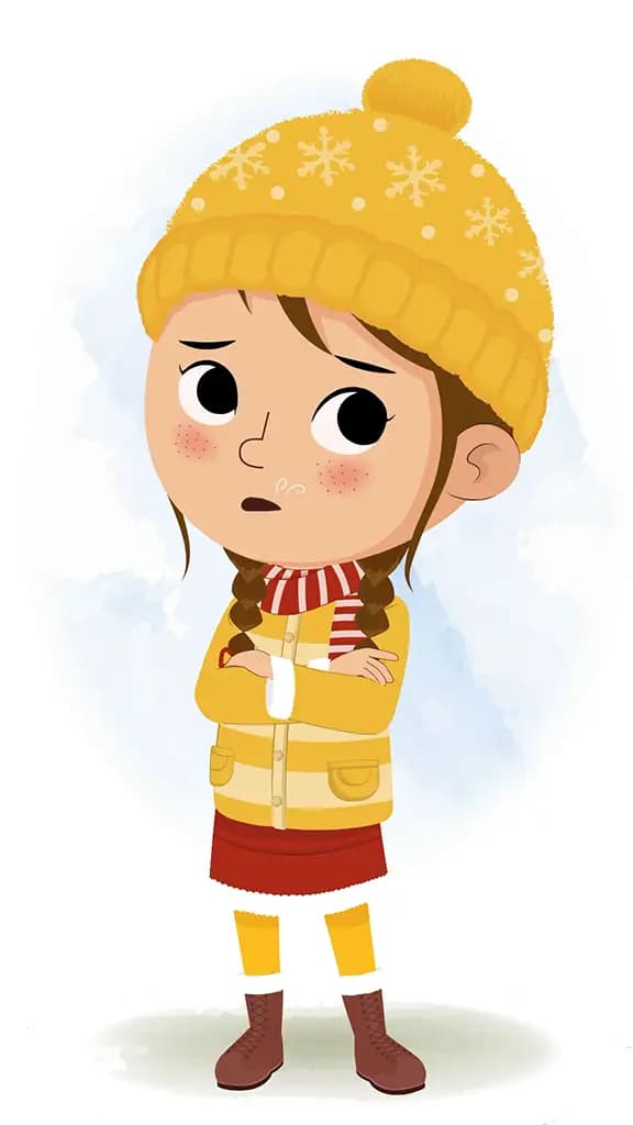A cute annoyed girl in winter clothes animated cartoon character aka nancy 3/4