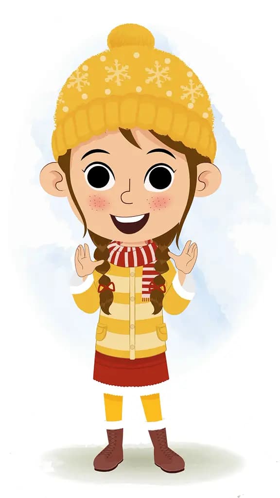 A cute girl in winter clothes talking animated cartoon character aka nancy
