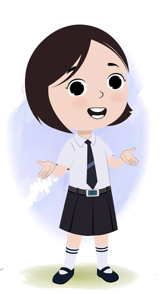 A cute little school girl talking animated cartoon character aka tia 3/4