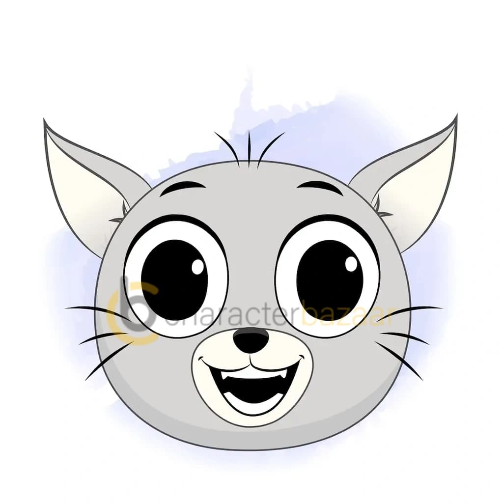 An animated cat cartoon face with different facial expressions aka kitty the kitten