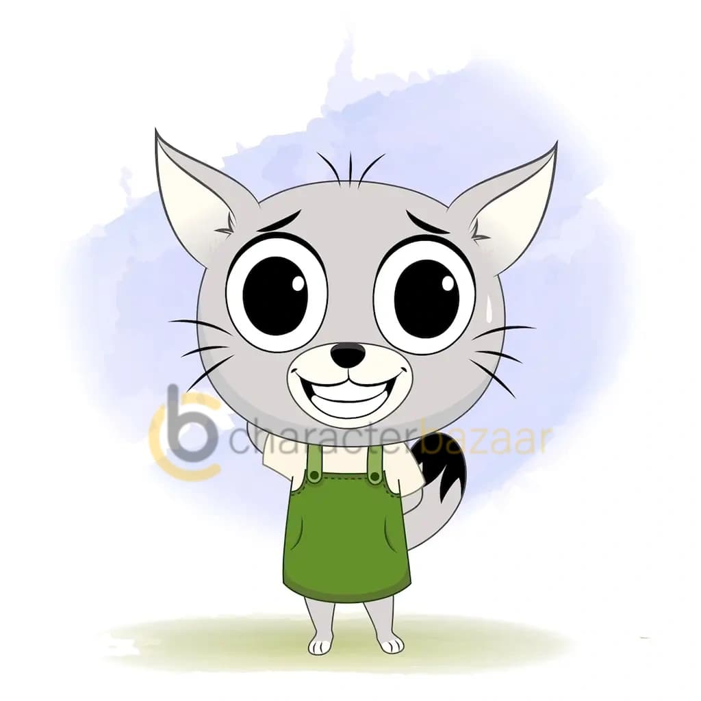 A nervous cat animated cartoon character aka kitty the kitten