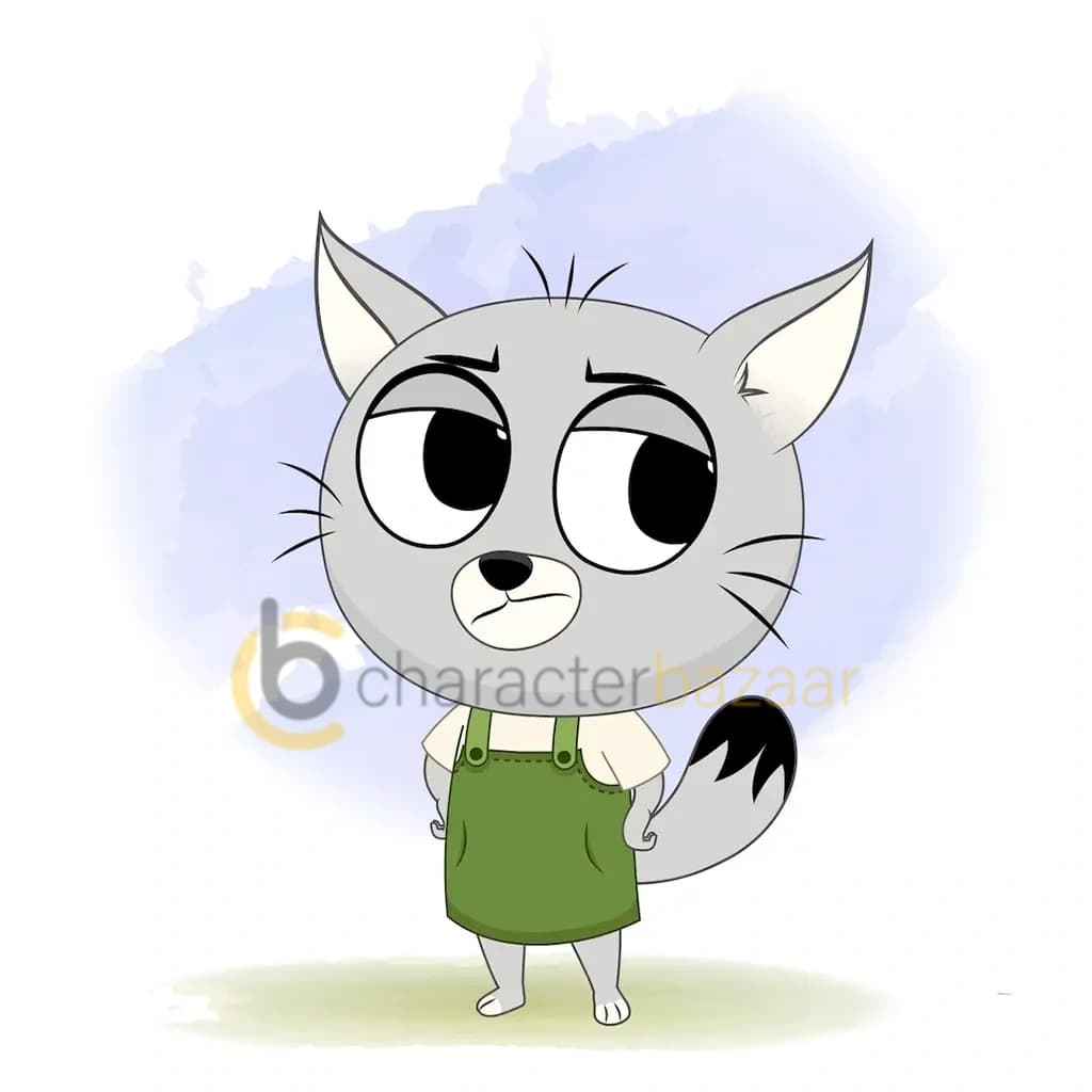An annoyed cat animated cartoon character aka kitty the kitten 3/4