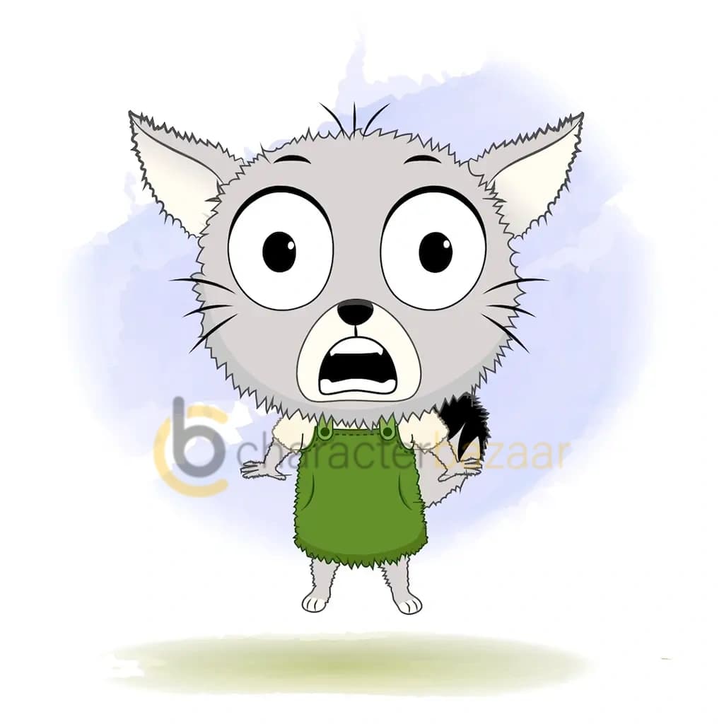 A scared cat animated cartoon character aka kitty the kitten