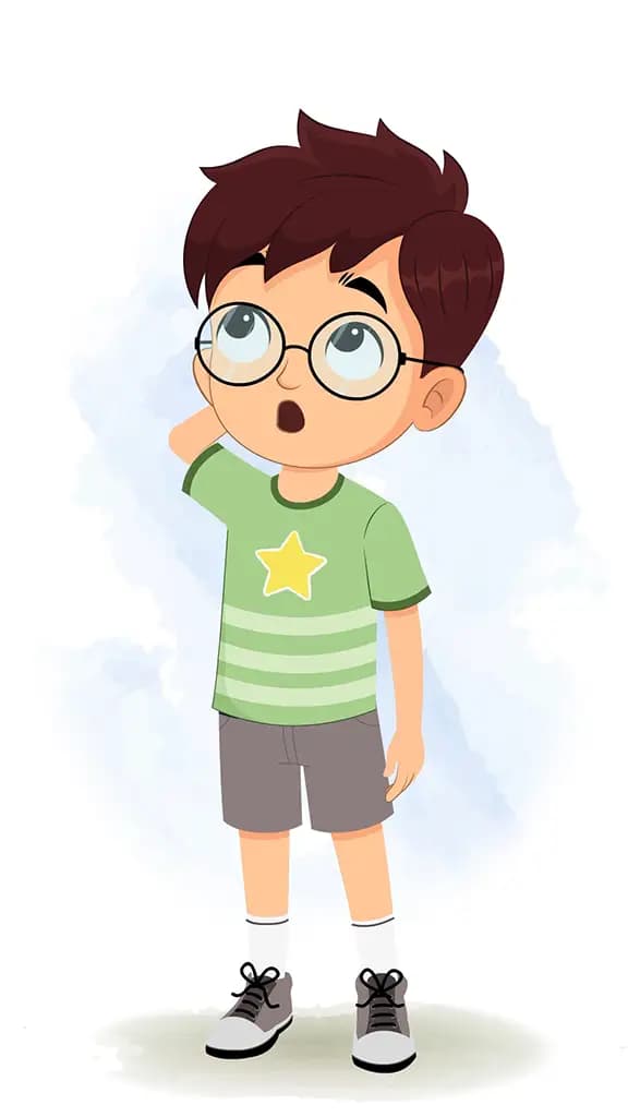 A confused cute boy animated cartoon character aka harry 3/4