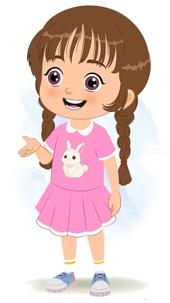 A cute girl talking animated cartoon character aka tannu 3/4