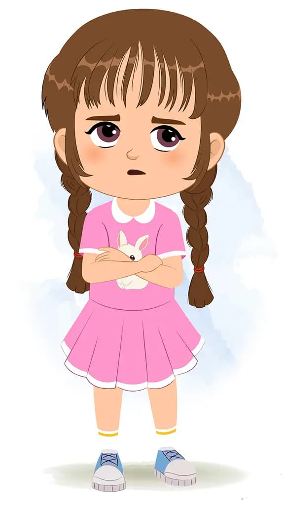 An annoyed cute girl animated cartoon character aka tannu