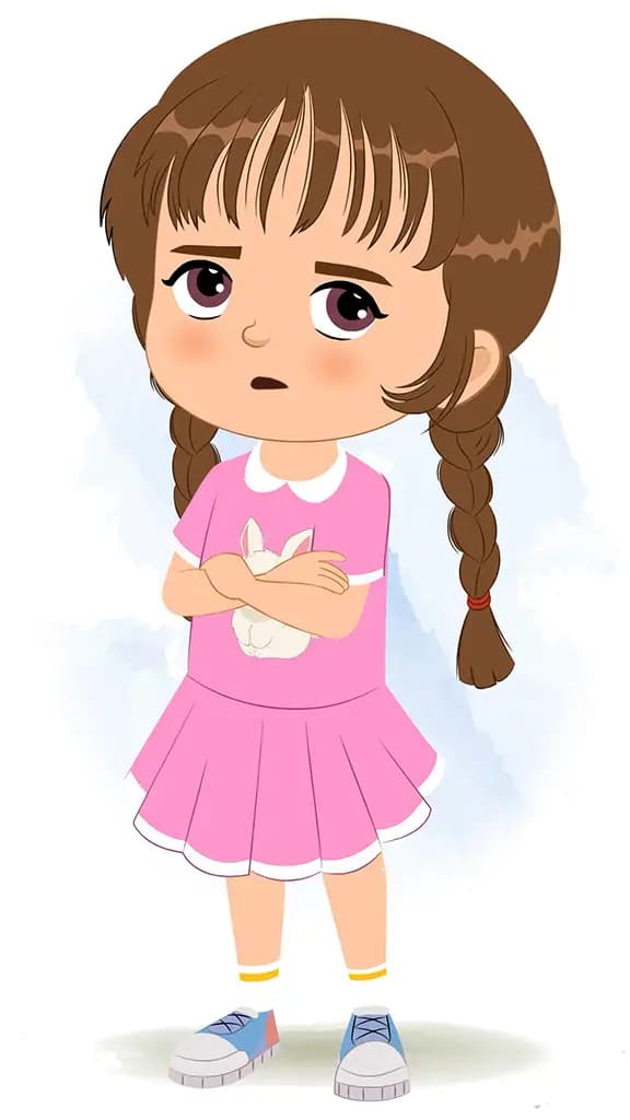 An annoyed cute girl animated cartoon character aka tannu 3/4