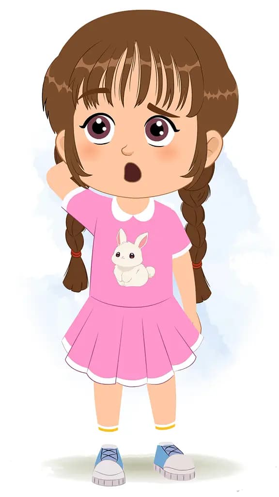 A confused cute girl animated cartoon character aka tannu