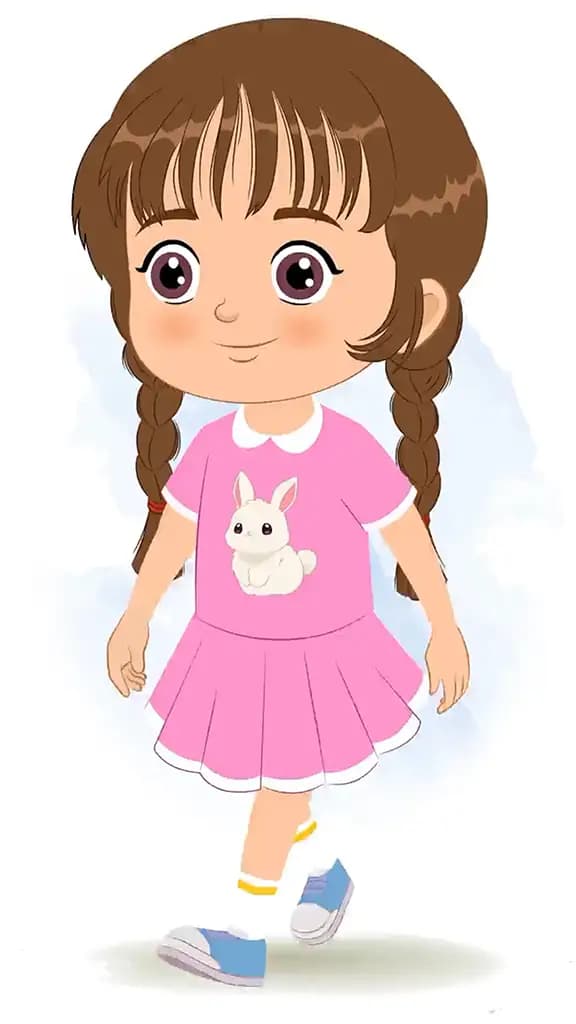 A cute girl animated cartoon character working on a computer aka tannu 3/4