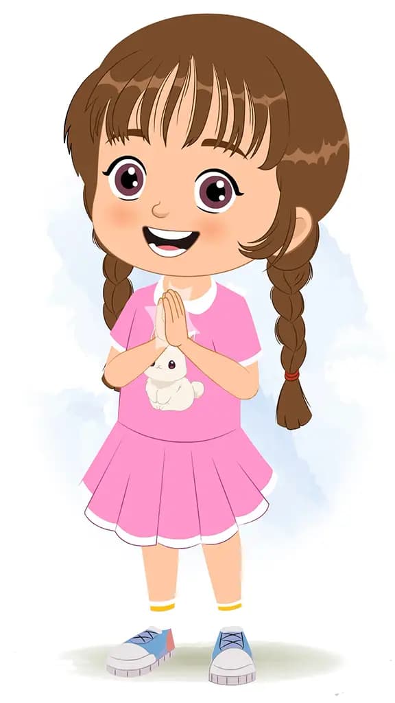 A cute girl clapping animated cartoon character aka tannu