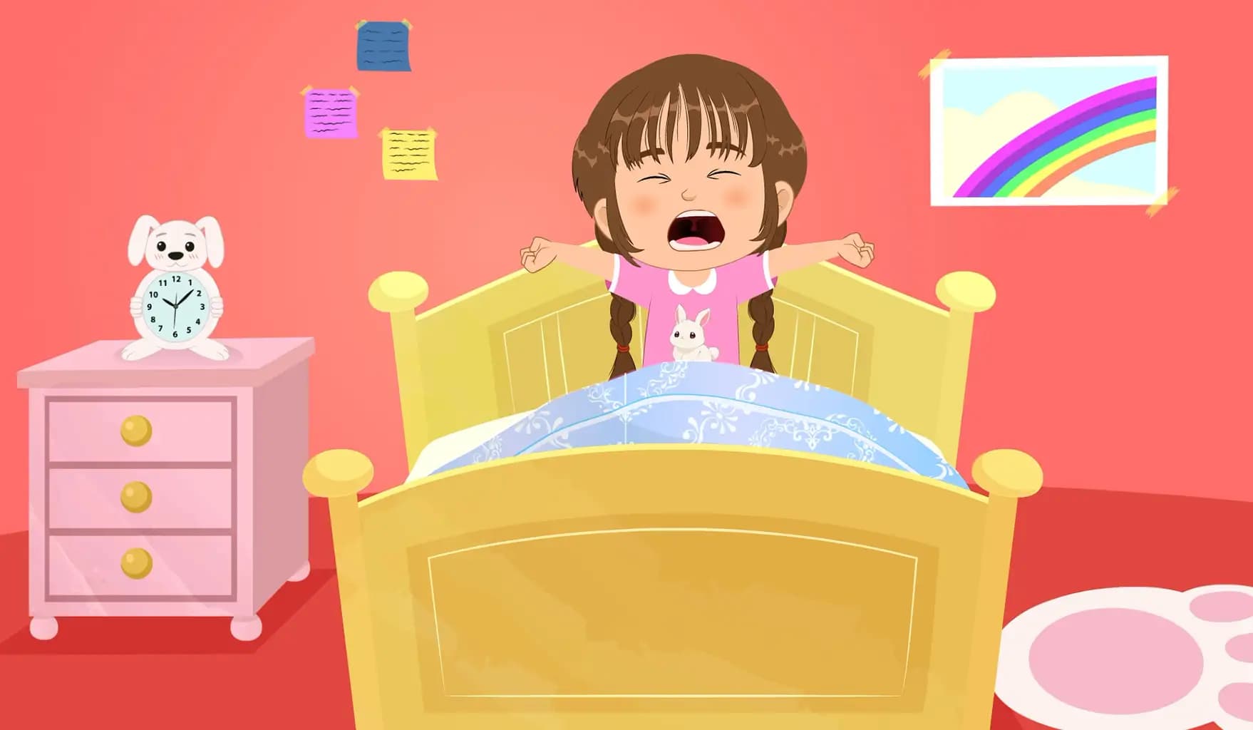 A cute girl animated cartoon character wake up in morning aka tannu