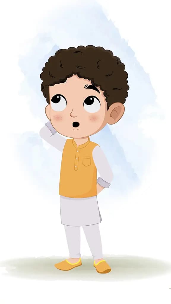 A confused Indian boy animated cartoon character aka sachin 3/4