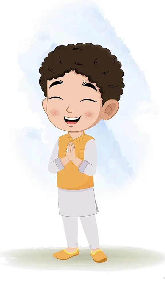 An Indian boy clapping animated cartoon character aka sachin