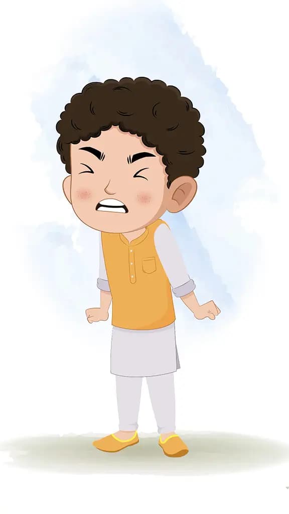 An angry Indian boy animated cartoon character aka sachin 3/4