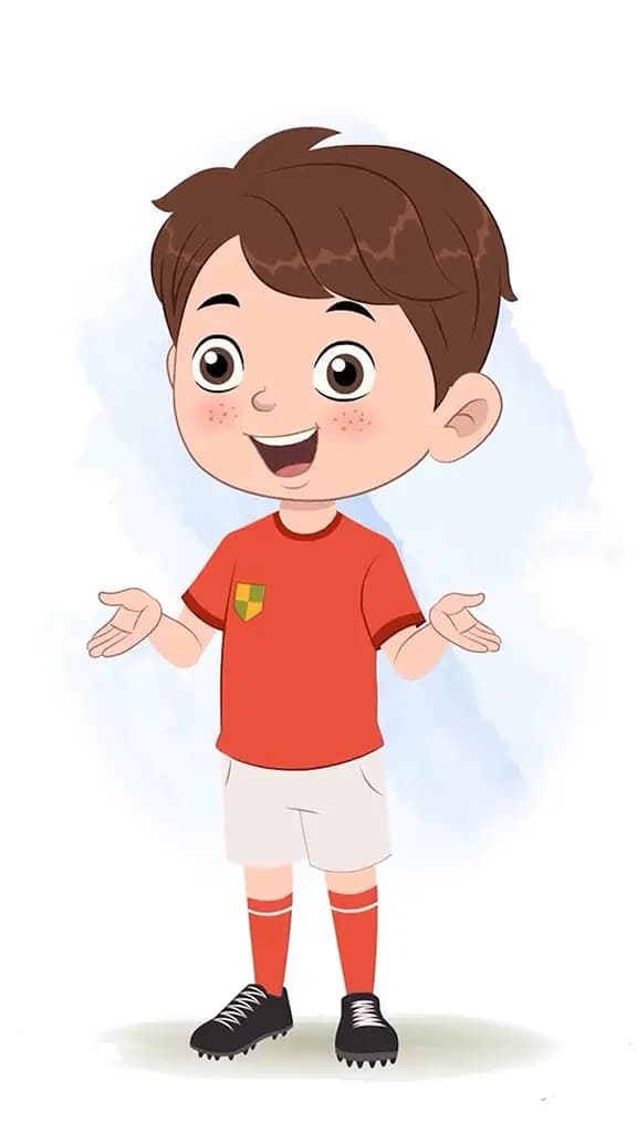 A cute sport boy talking animated cartoon character aka sai 3/4