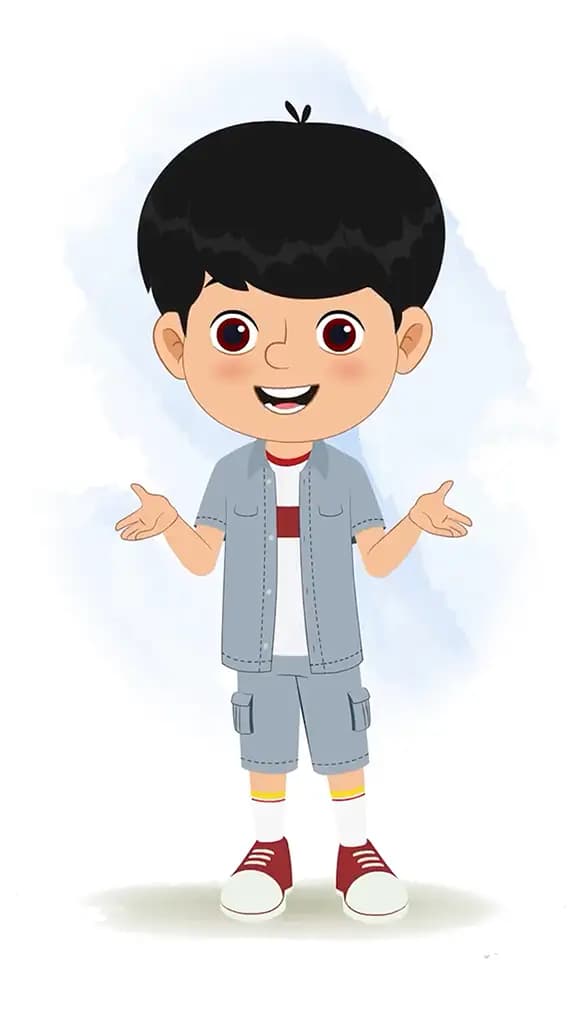 A little Indian boy talking animated cartoon character aka aarav