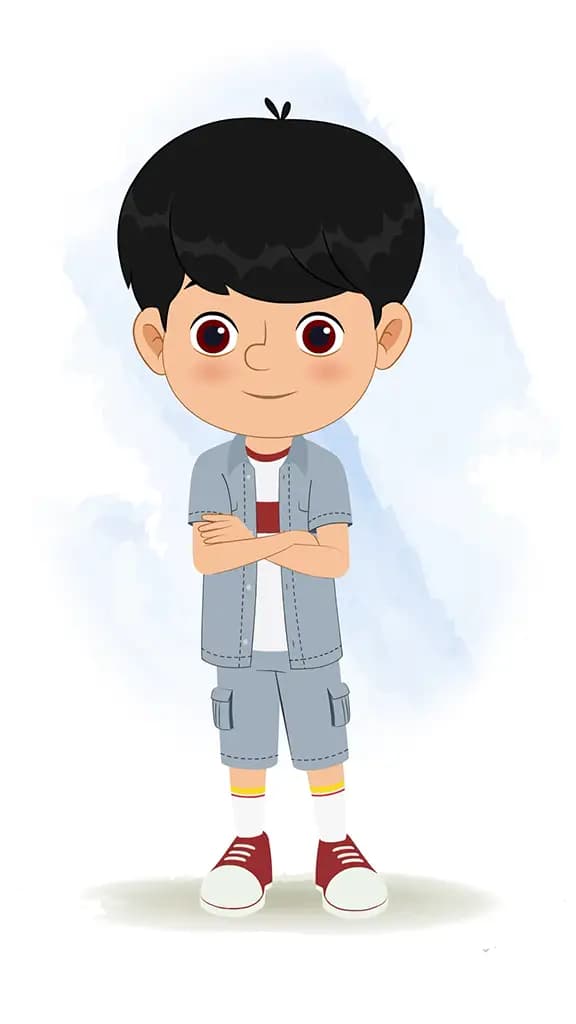 An annoyed little Indian boy animated cartoon character aka aarav