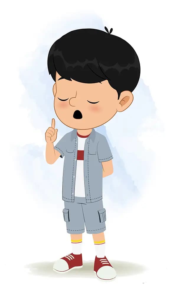 A little Indian boy saying no animated cartoon character aka aarav