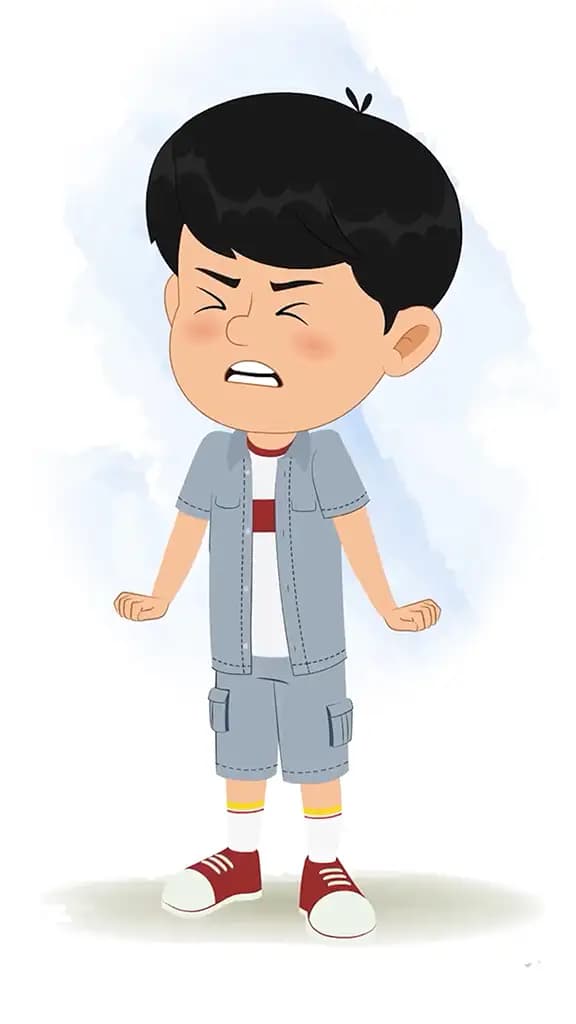 An angry little Indian boy animated cartoon character aka aarav 3/4