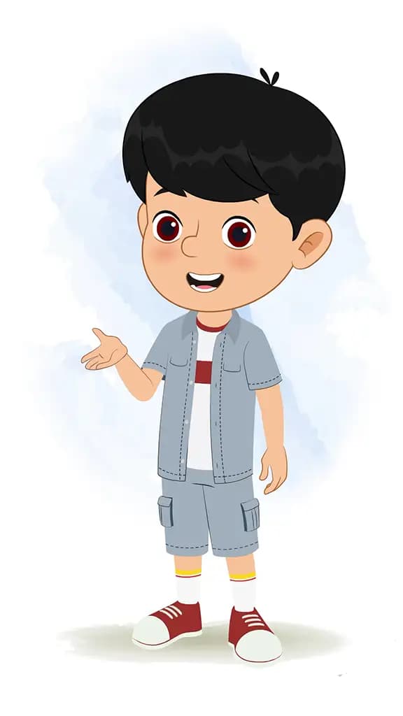 A little Indian boy talking animated cartoon character aka aarav 3/4