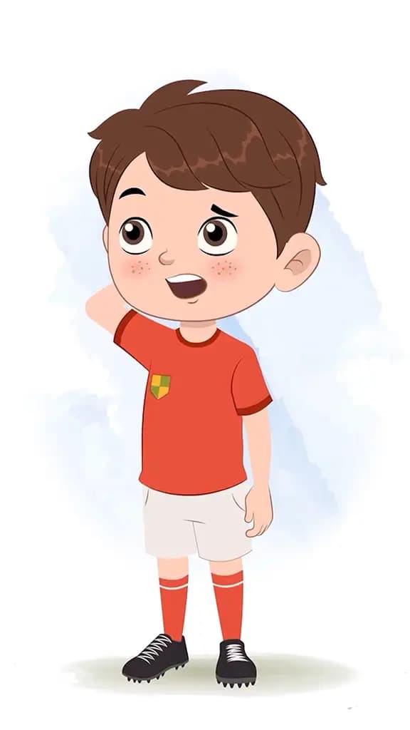 A cute sport confused boy animated cartoon character aka sai 3/4