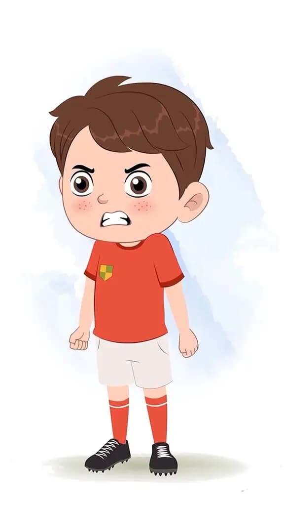 A cute sport angry boy animated cartoon character AKA sai 3/4