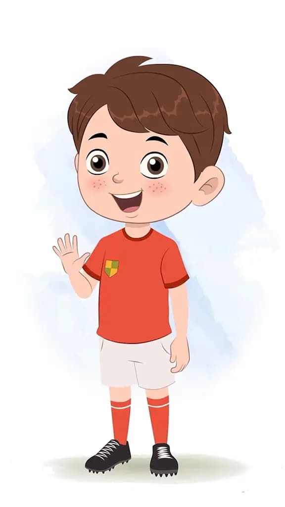 A cute sport boy saying hello animated cartoon character aka sai