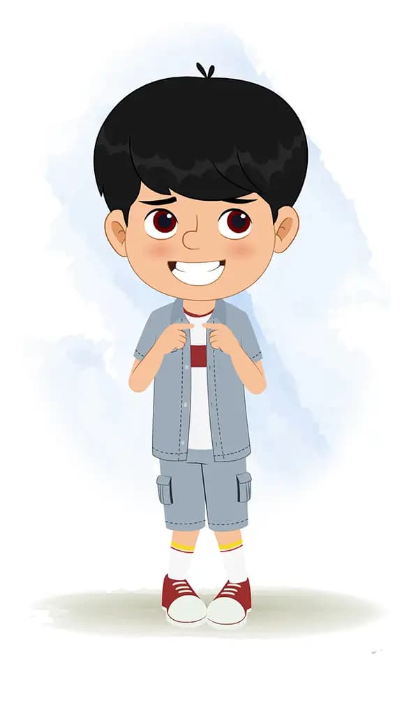 A little Indian nervous boy animated cartoon character aka aarav