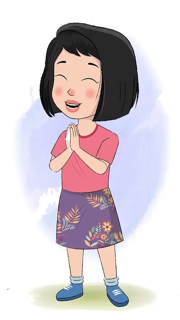 A little girl clapping animated cartoon character aka anaya