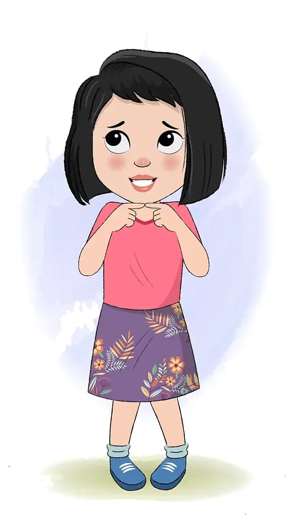 A nervous little girl animated cartoon character aka anaya