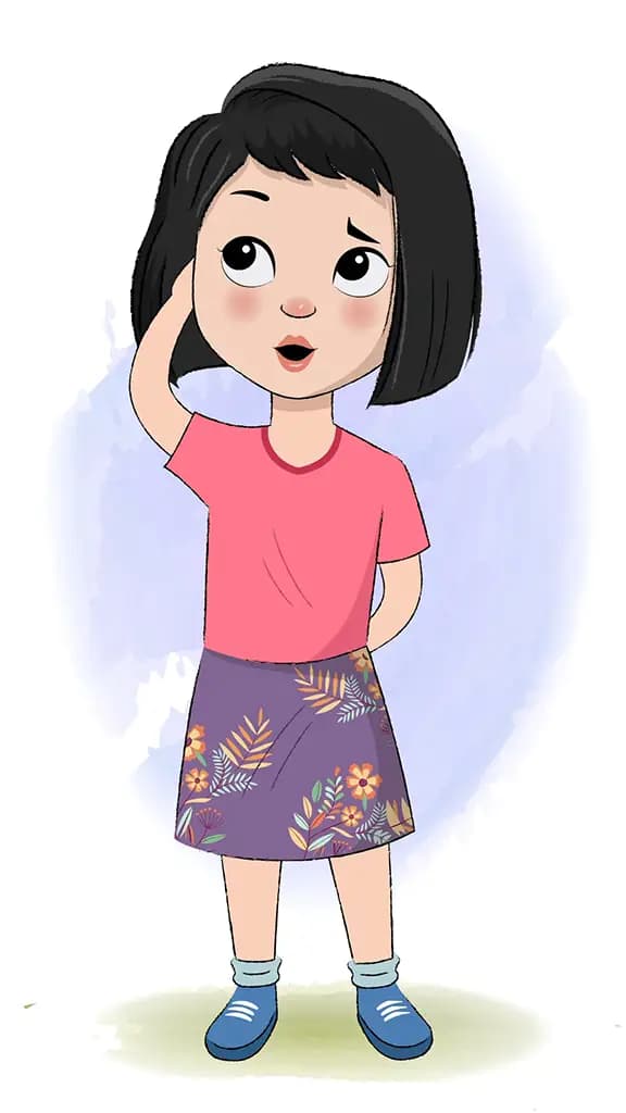 A confused little girl animated cartoon character aka anaya