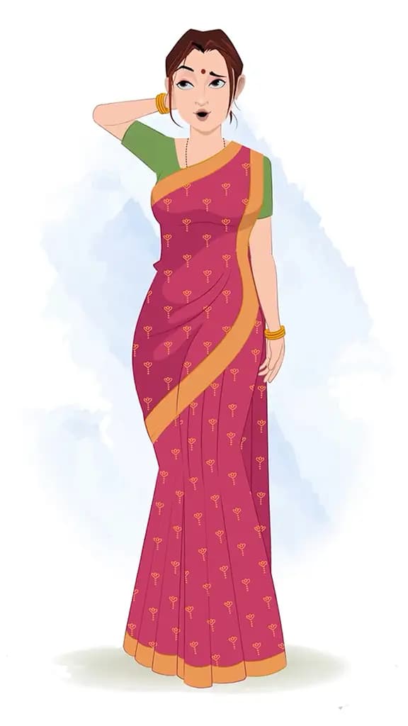 A confused Indian woman animated cartoon character aka preet