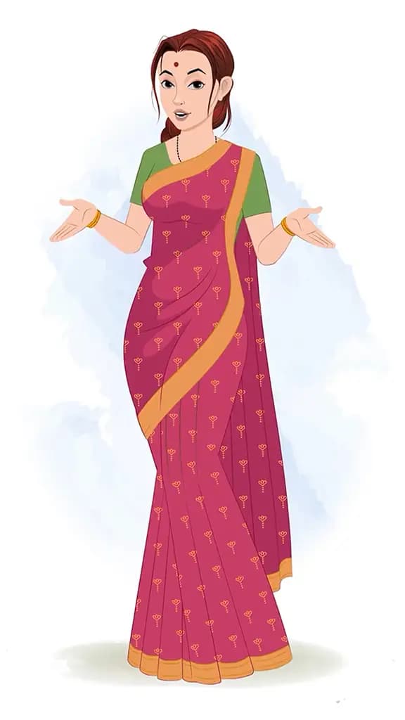 A beautiful Indian woman talking animated cartoon character aka preet 3/4