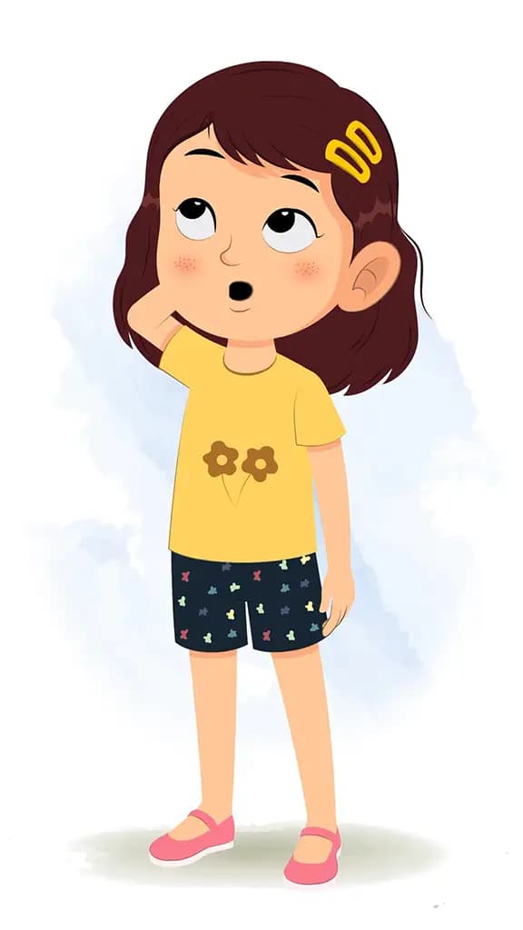 A confused cute girl animated cartoon character aka avni 3/4