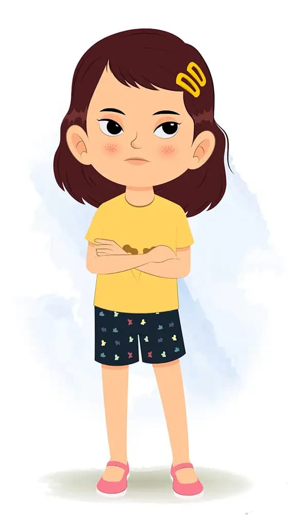 An annoyed cute girl animated cartoon character aka avni