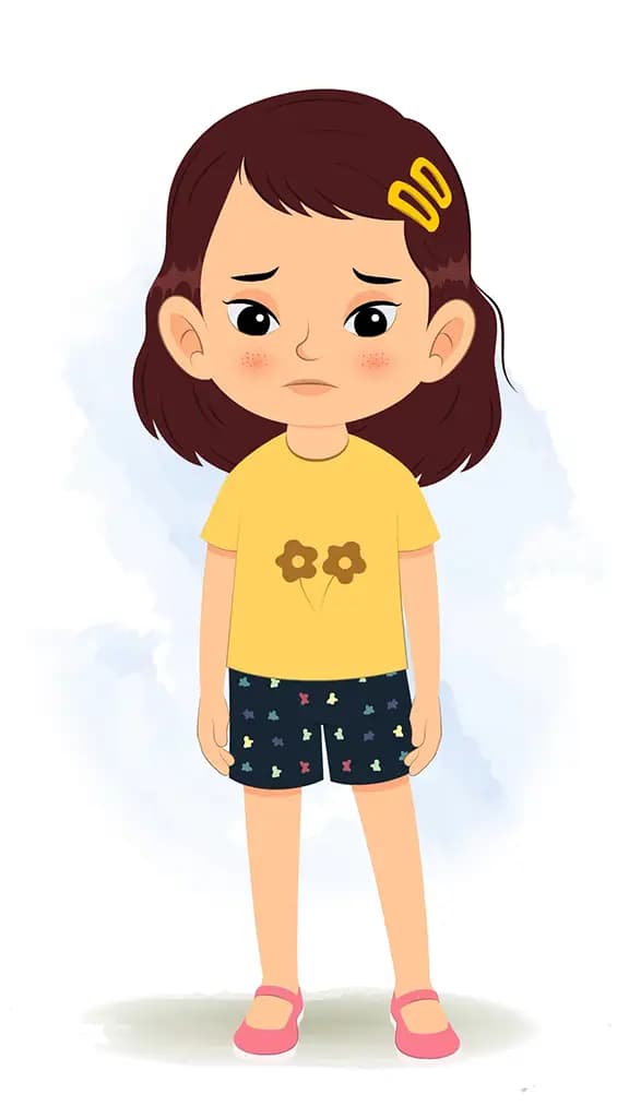 A cute sad girl animated cartoon character aka avni